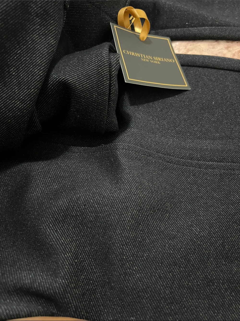 Christian Siriano Dark Navy•mid-rise •barrel Leg Trousers - Picture 2 of 5